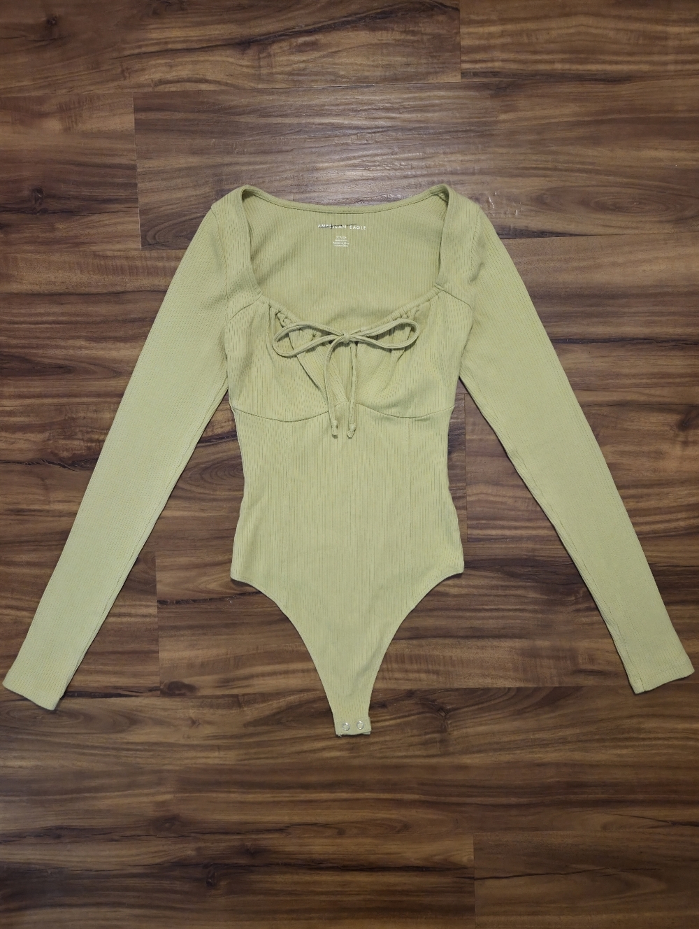 American Eagle Green Ribbed Bodysuit Size Small